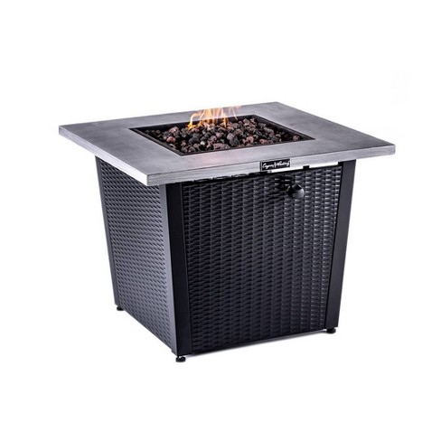 Square Fire Pit With Gray Brushing Table Top And Steel Wicker Base 32 Legacy Heating Target