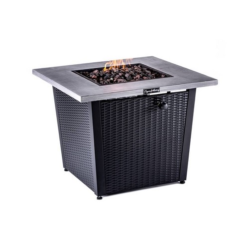 Square Fire Pit With Gray Brushing, Square Table Top Fire Pit