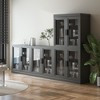 Wood Accent Cabinet in Black, Storage Organizer with Adjustable Shelves and Glass Doors for Kitchen Bedroom Living Room Dinning Room - 2 of 4