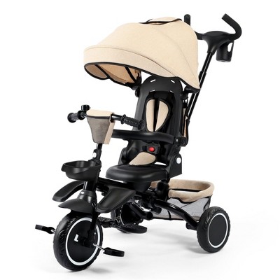 Kinder King 8 in 1 Kids Baby Stroller Tricycle Folding Toddler Trike w/Adjustable Push Handle