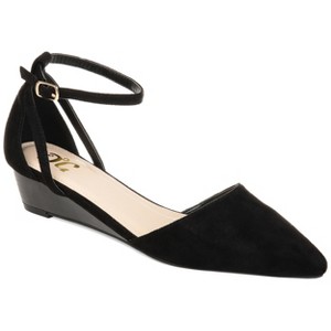 Journee Collection Womens Arkie Buckle Pointed Toe Sliver Wedge - 1 of 4