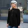 Amaryllis Women's Long-Sleeve Casual Boat Neck Loose-Fit Blouse Soft Stretchy Knit - 3 of 3