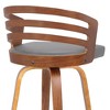 FurniFact,Swivel Counter Bar Stool with Grey Faux Leather and Walnut Veneer Back - 4 of 4
