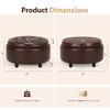 Round Fabric Storage Ottoman with Reversible Tray Lid – 3-in-1 Footrest, Hidden Storage, Small Coffee Table – 25”x25” - 2 of 4