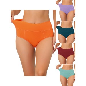 Allegra K Women's Plus Size High Waist Available in Tummy Control 5 Packs Briefs - 1 of 4