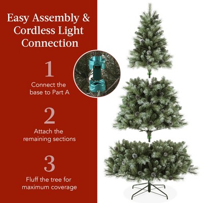 7.5ft Frosted Scotch Pine Christmas Tree with Multicolor LED Lights