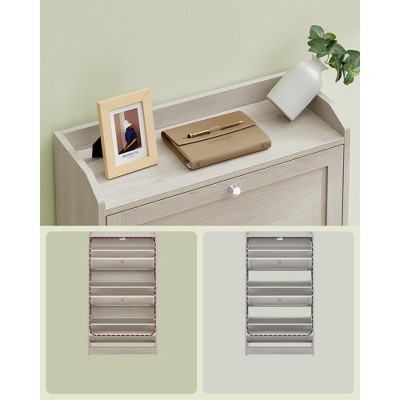 Beige Wooden Shoe Cabinet with 3 Flip Drawers