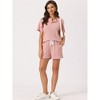 cheibear Women's Casual Shorts Sleeves Lounge Tops with Shorts Pajama Sets - 2 of 4