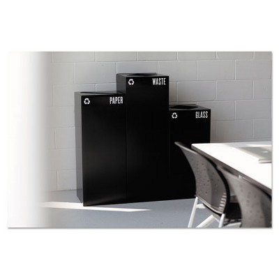 Safco Public Square Recycling Receptacles, Paper Recycling, 42 gal, Steel, Black