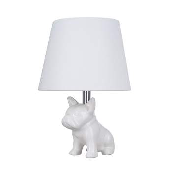 15.5" Whimsical Bulldog Table Lamp White (Includes LED Light Bulb) - Cresswell Lighting
