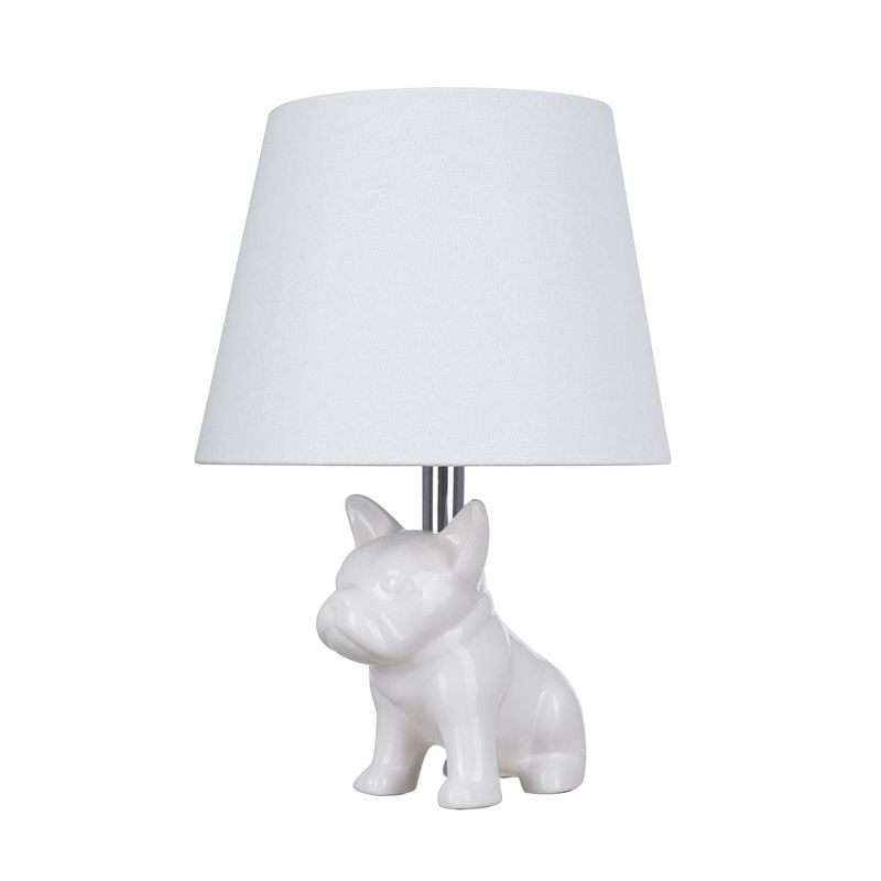 15.5&#34; Whimsical Bulldog Table Lamp White (Includes LED Light Bulb) - Cresswell Lighting, 1 of 6