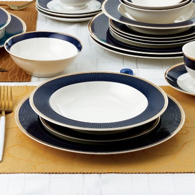 Midnight Blue and Gold Porcelain 24-Piece Dinnerware Set