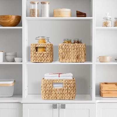 Natural Seagrass Rectangular Storage Baskets with Handles