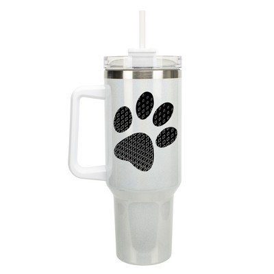 Elanze Designs Duo Diamond Puppy Dog Pawprint 40 oz. Stainless Steel, Large Water Bottle Coffee Mug, Spill & Leak Resistant, Thermal Travel Tumbler
