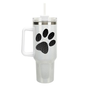 Elanze Designs Duo Diamond Puppy Dog Pawprint 40 oz. Stainless Steel, Large Water Bottle Coffee Mug, Spill & Leak Resistant, Thermal Travel Tumbler - 1 of 1