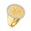 Ross-Simons 0.15 ct. t.w. Diamond Lion Head Signet Ring in 18kt Gold Over Sterling - 3 of 4