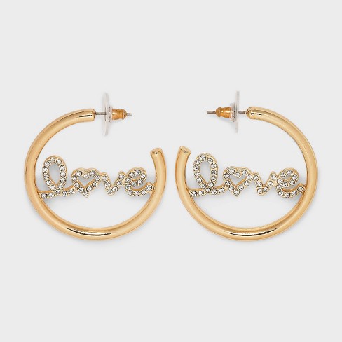 Sugarfix By Baublebar love Out Loud Hoop Statement Earrings - Gold :  Target