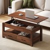 Greenstell Vintage solid wood gas pressure lift coffee table with drawers and hidden compartments for storage - 2 of 4