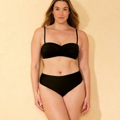 Shade & Shore Women's Shirred Waistband Medium Coverage Bikini Bottom - Shade & Shore™ Black M — фото 4