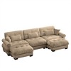 Aukfa Camel Velvet Large  Sofa with Bolster Armrests, Waist & Throw Pillows – Modern Couch for Living Room, Bedroom or Office - 3 of 4