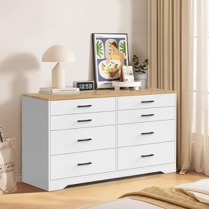 VINGLI 8 Drawer Dresser 56" Long Dresser White, Wood Dresser for Bedroom, Wood Dresser - 1 of 4
