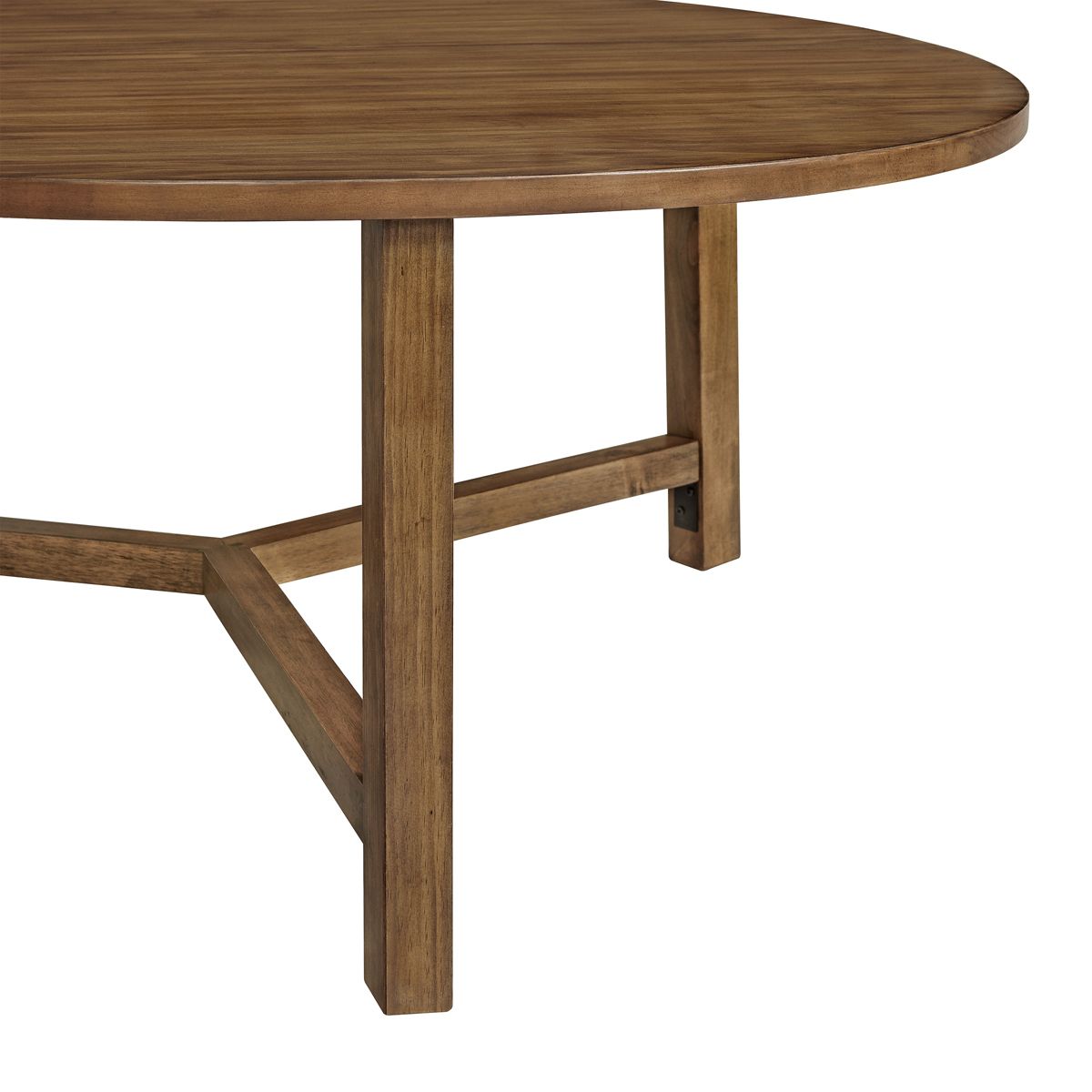 Alaterre Furniture Newbury 44-inch Round Coffee Table, Solid Wood Farmhouse Living Room Table, Pecan Finish - thumbnail 8