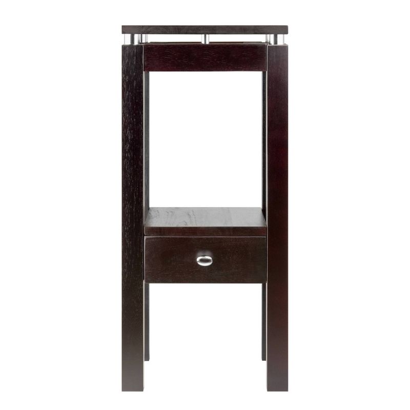 Linea Phone Stand with Chrome Accent - Dark Espresso - Winsome, 3 of 7