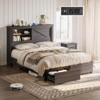 AMERLIFE 47.2" H Bed Frame with Bookcase Headboard, Charging Station, 2 Drawers - 4 of 4