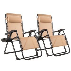 Costway 2PC Oversize Lounge Patio Heavy Duty Folding Recliner - 1 of 4