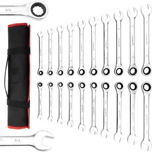 Fixed-Head Wrench Set, 20-Piece Metric 6-19 mm Ratcheting Wrench Set, Fixed Head Ratcheting Combination Wrenchs with Storage Bag for truck/garage - 1 of 4