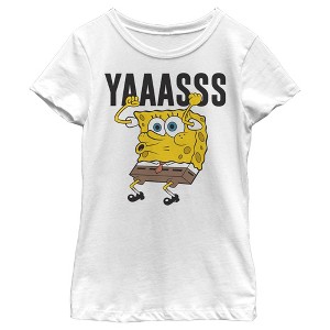 Girl's SpongeBob SquarePants Yasss Cheer T-Shirt - 1 of 4