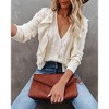 Womens V Neck Button Down Sweaters Tops Casual Long Sleeve Ruffle Knit Cardigan - 4 of 4