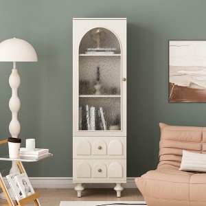 ORRD 63" Tall Storage Cabinet with Glass Door & Drawers, Dark Blue - 1 of 4