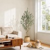 4/5/6/7FT Artificial Olive Tree, Faux Silk Plant with Natural Wood Trunk, Lifelike Fruits, Imitation Ceramic Planter & Green Moss for Home Office - 4 of 4
