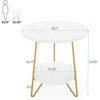 FONTOI 18.7” Round Faux Marble End Table, 2-Tier Round Side Table, Coffee Table for Living Room, Bedroom, Dorm, White&Gold, 18.9"*21.65"*18.9" - 3 of 4