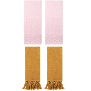 REGALWOVEN 4 PackS Solid Cotton Absorbent Soft Bathroom Hand Towel 14" x 30" - 1 of 4