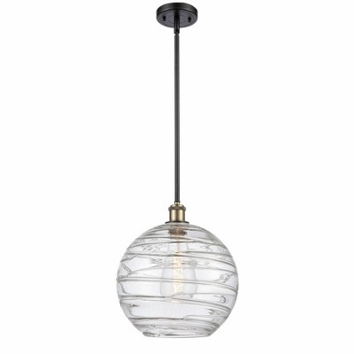 Athens Deco Swirl - 1 Light Stem Hung Mini Pendant In Industrial Style-15 Inches Tall and 12 Inches Wide