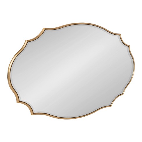 Mini Small Oval Wall Mirror Gold Velvet - KLW Design