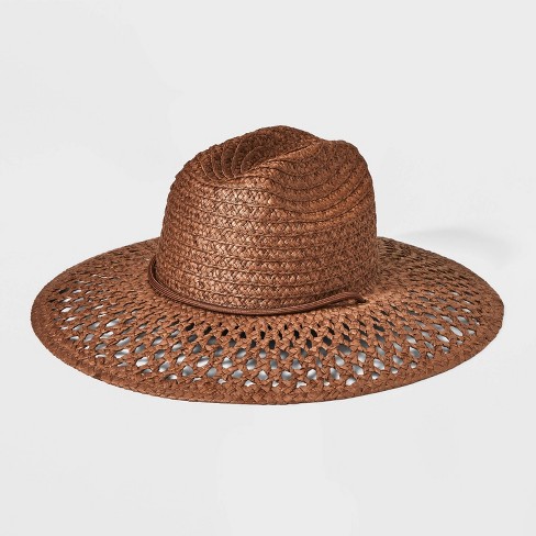 Paper Hand Woven and Braided Open Hole Pattern Rancher Hat - Universal Thread™ - image 1 of 4