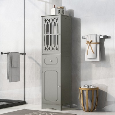 Tall Freestanding Bathroom Storage Cabinet With Drawers And Adjustable  Dividers, White - ModernLuxe