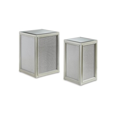 Signature Design by Ashley Contemporary Traleena Nesting End Table (Set of 2), Silver Finish