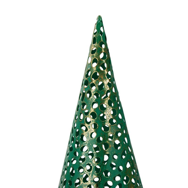 Northlight Set of 3 Green and Gold Christmas Tabletop Cone Trees 16", 2 of 5