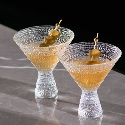 Clear Embossed Hobnail Martini Glasses Set of 4