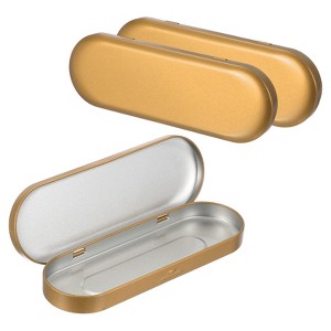 Unique Bargains Portable Rectangular Pen Makeup Brushes Metal Hinged Tins Box 3 Pcs - 1 of 4