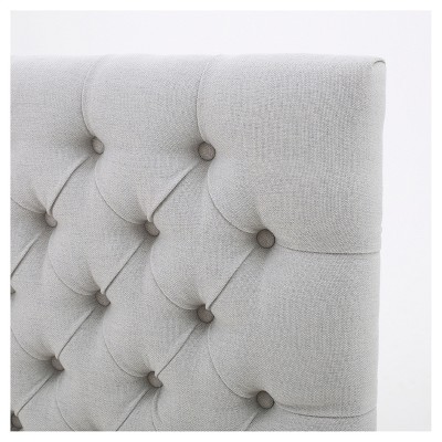 Light Grey Tufted Upholstered Full Headboard with Birch Frame