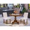 3-Piece Antique Walnut Finish Solid Wood Top-Round Dining Room Set-Seats 4 - 2 of 4