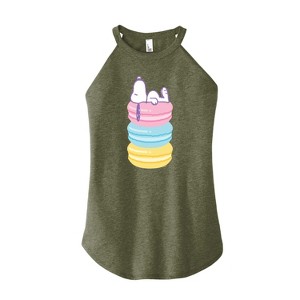 Women's - Peanuts - Snoopy Stacked Macarons Graphic High Neck Tank - 1 of 3