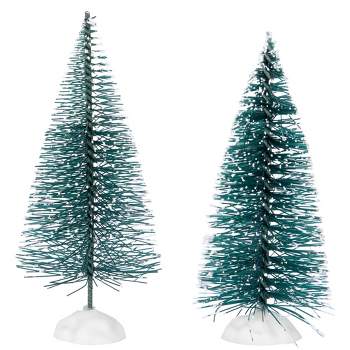 Northlight Set of 2 Frosted Mini Bottle Brush Pine Christmas Village Trees 4"