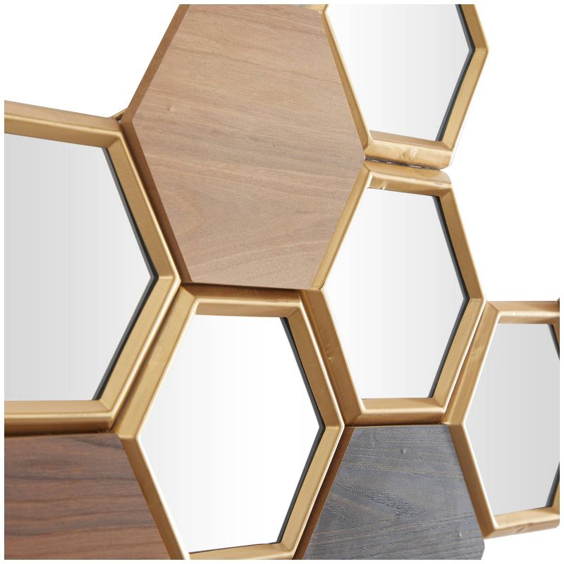 Wood Geometric Honeycomb Wall Decor with Mirrors Brown - CosmoLiving by Cosmopolitan, 5 of 6