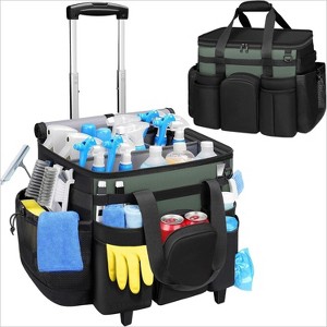 Extra Large Rolling Cleaning Caddy with Wheels, Water Resistant Cleaning Supplies Organizer with Detachable Trolley for Kitchen - 1 of 4